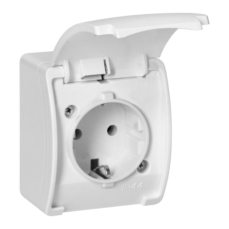Gniazdo pojedyncze 2P+Z Schuko AQUATIC IP44 biały