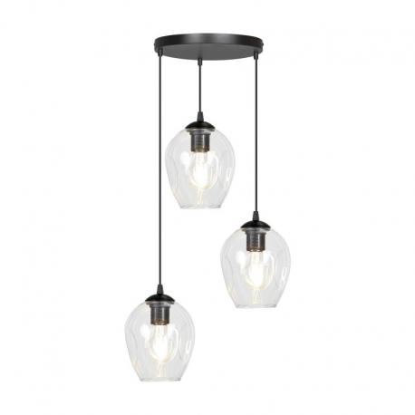 IRIS 3P E27, lampa wisząca, max. 3x60W, czarny-transparent