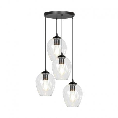 IRIS 4P E27, lampa wisząca, max.4x60W, czarny-transparent