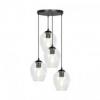 IRIS 4P E27, lampa wisząca, max.4x60W, czarny-transparent