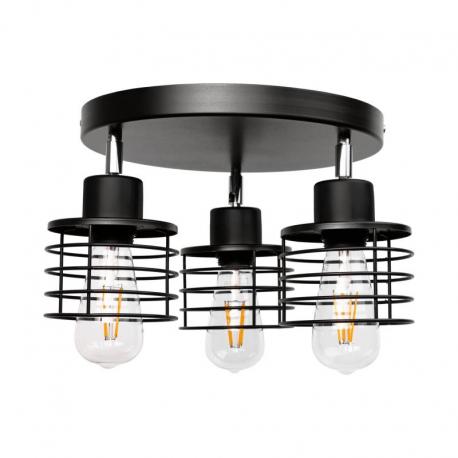 ISLA 3P E27, oprawa ścienno-sufitowa, max. 3x60W, czarna, podstawa okrągła, ruchome głowice lampy, jeden poziom