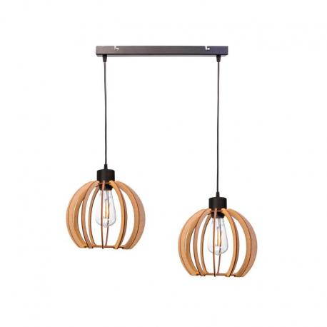 JUALA 2P E27, lampa wisząca, max. 2x60W, czarna, drewno