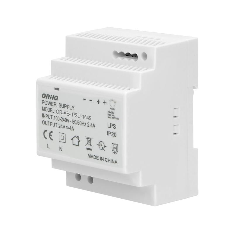 Zasilacz na szynę DIN 24VDC, 4A, 100W, szerokość 4 moduły