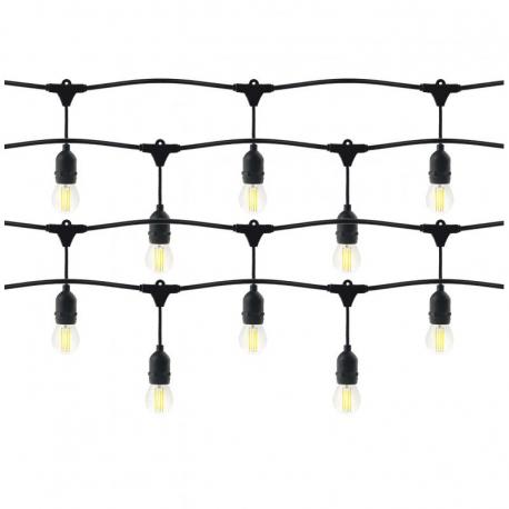 Zestaw girlanda oświetleniowa 5 m, IP44, czarna + 5 żarówek LED 1W E27, 3000K + 1 żarówka gratis
