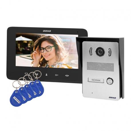 Zestaw wideodomofonowy bezsłuchawkowy, kolor, LCD 7", z czytnikiem breloków zbliżeniowych, interkom, natynkowy, INDI N