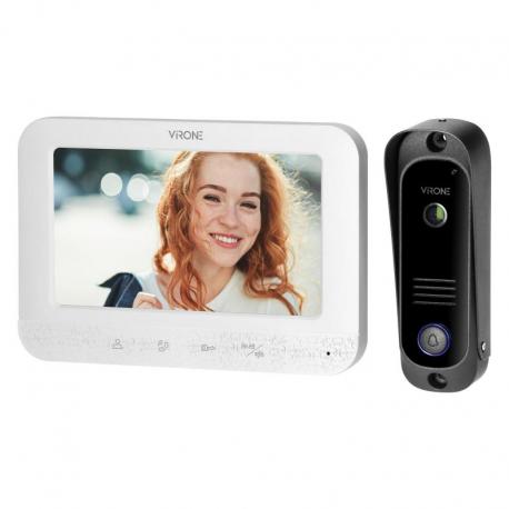 Zestaw wideodomofonowy bezsłuchawkowy, monitor 7" LCD, interkom, biały, SETAR