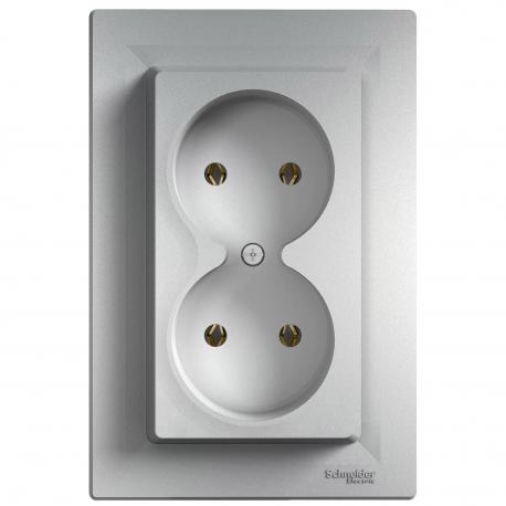Gniazdo 2x2P, aluminium