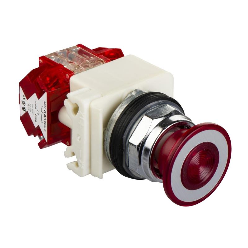 PRZYCISK GRZYB.PODŚ.PUSH PULL 24V CZERW