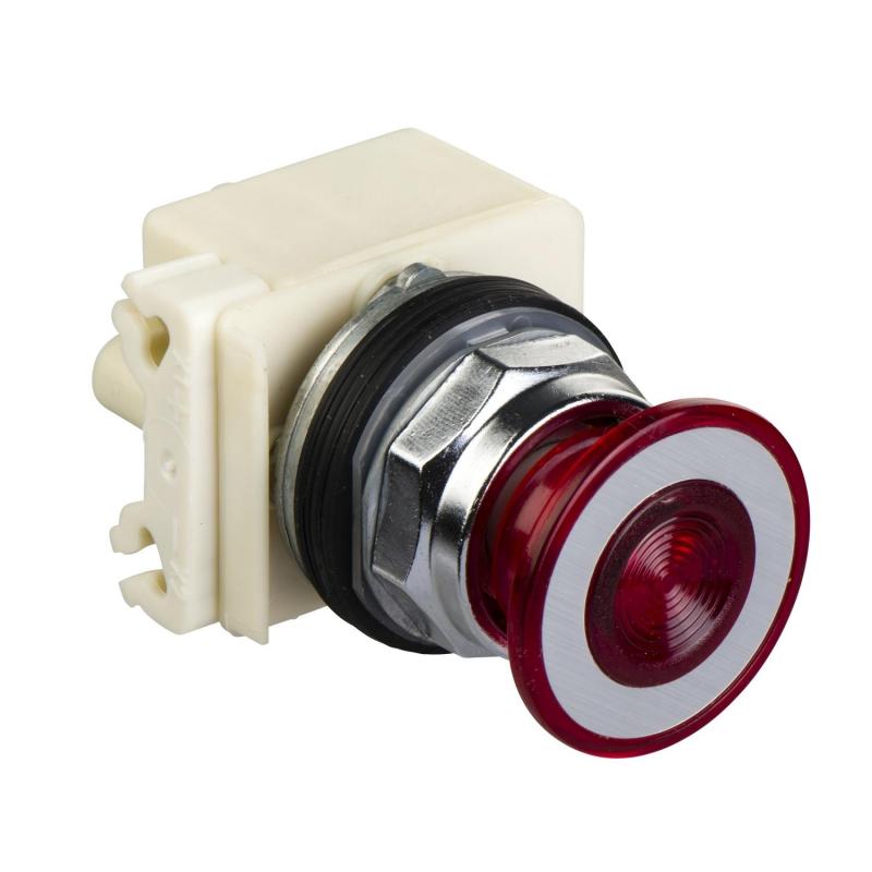 PRZYCISK GRZYB.PODŚ.LED 120V o41 CZERWON