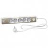 Prz. 5-gn. z ł. 2xUSB, 1,5m bia/sz.brąz