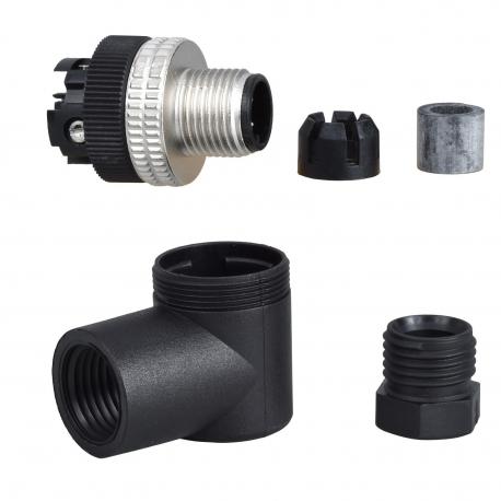 ZŁĄCZE M12 MĘSKIE KŹTOWE 4PIN METAL