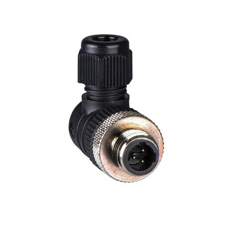 ZŁĄCZE M12 MĘSKIE KŹTOWE 3PIN METAL