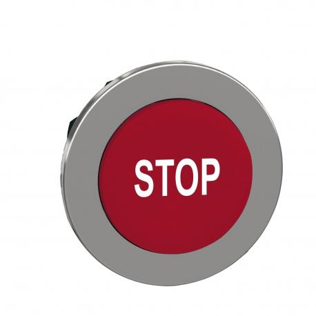 PŁASKI CZERWONY PRZYCISK GŁOW.BIAŁY STOP