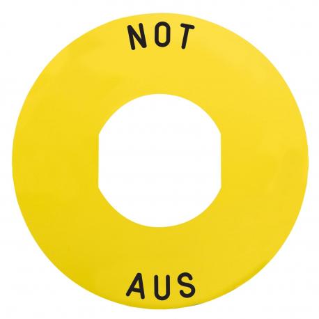 OKRĄGŁA F60 ŻÓŁTE TŁO"NOT-AUS"
