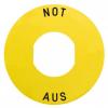 OKRĄGŁA F60 ŻÓŁTE TŁO"NOT-AUS"