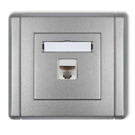 Karlik FLEXI Gniazdo komputerowe pojedyncze 1xRJ45, kat. 6, 8-stykowe srebrny metalik 7FGK-3