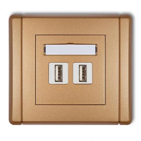 Karlik FLEXI Gniazdo podwójne 2xUSB-AA 2.0 złoty metalik 8FGUSB-2