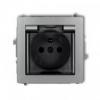 Karlik Mechanizm gniazda bryzgoszczelnego z uziemieniem 2P+Z (klapka dymna, przesłony torów prądowych) DECO srebrny metalik