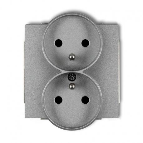 Karlik Mechanizm gniazda podwojnego do ramki DECO Soft, z uziemieniem 2x(2P+Z) (przesłony torów prądowych) DECO srebrny metalik