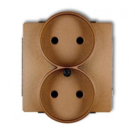 Karlik Mechanizm gniazda podwojnego do ramki DECO Soft, bez uziemienia 2x2P (przesłony torów prądowych) DECO złoty metalik