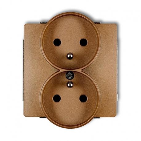 Karlik Mechanizm gniazda podwojnego do ramki DECO Soft, z uziemieniem 2x(2P+Z) (przesłony torów prądowych) DECO złoty metalik