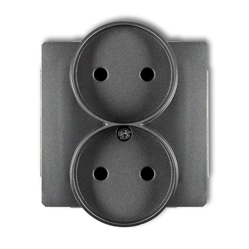 Karlik Mechanizm gniazda podwojnego do ramki DECO Soft, bez uziemienia 2x2P (przesłony torów prądowych) DECO grafitowy