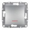 Asfora - Łącznik 1-biegunowy bez ramki z podświetleniem (zaciski śrub) aluminium