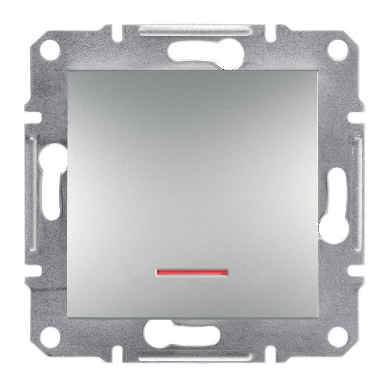 Asfora - Łącznik 1-biegunowy bez ramki z podświetleniem (zaciski śrub) aluminium