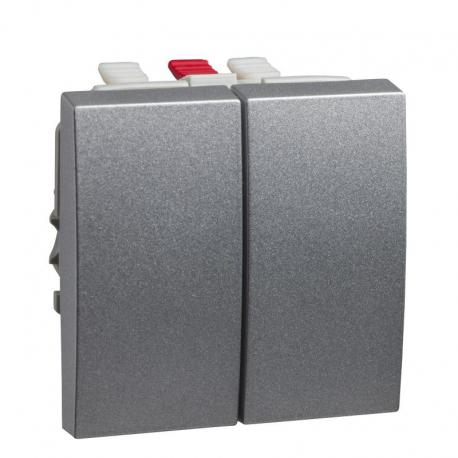 Altira - podwójny łącznik schodowy - 16 A - aluminium