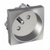 Altira - gniazdo 1 SO - 2P+E z przesłonami i bolcem uziemiającym - aluminium