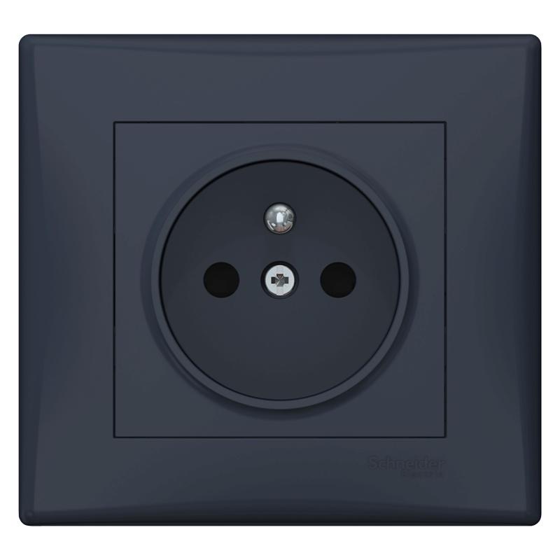 Sedna - Gniazdo pojedyncze 2P+PE (DIY) z przesłonami grafit