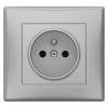 Sedna - Gniazdo pojedyncze 2P+PE (DIY) z przesłonami aluminium