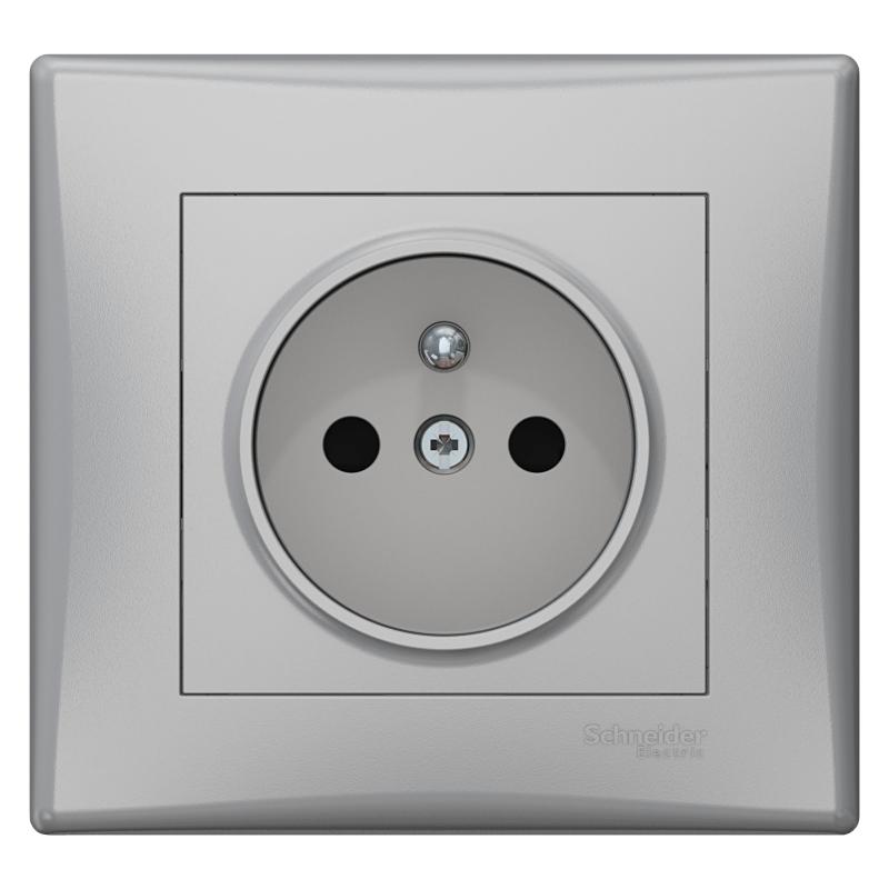 Sedna - Gniazdo pojedyncze 2P+PE (DIY) z przesłonami aluminium