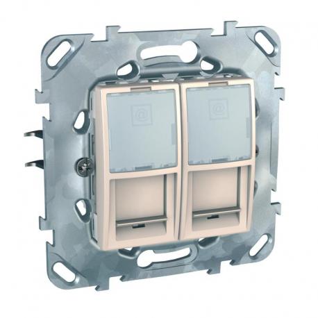 Unica - Gniazdo komputerowe 2x RJ45 kat.5 UTP piaskowy
