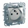 Unica Top - Gniazdo pojedyncze 2P+PE z przesłonami aluminium