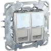Unica Top - Gniazdo komputerowe 2x RJ45 kat.6 UTP aluminium