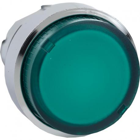 Przycisk wystający zielony samopowrotny żarówka BA 9s metalowy typowa