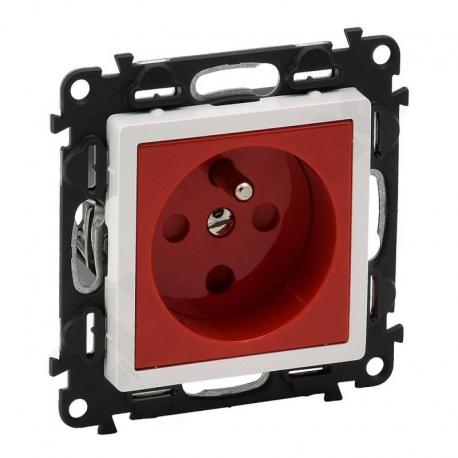 Valena Life Gniazdo 2 P+Z z przesłoną z blokadą 16 A – 250 V~ CZERWONE