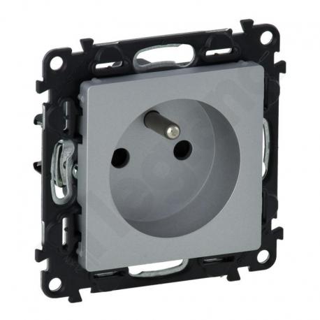 Valena Life Gniazdo 2 P+Z z przesłoną 16 A – 250 V~ ALUMINIUM
