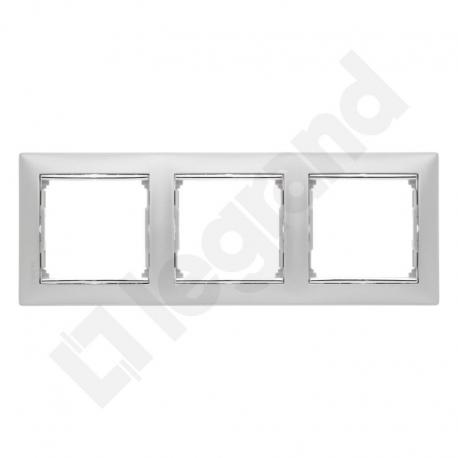 Valena Ramka potrójna pozioma ALUMINIUM/SREBRO