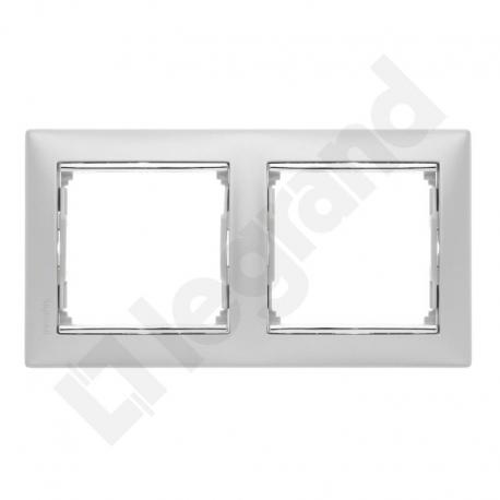 Valena Ramka podwójna pozioma ALUMINIUM/SREBRO