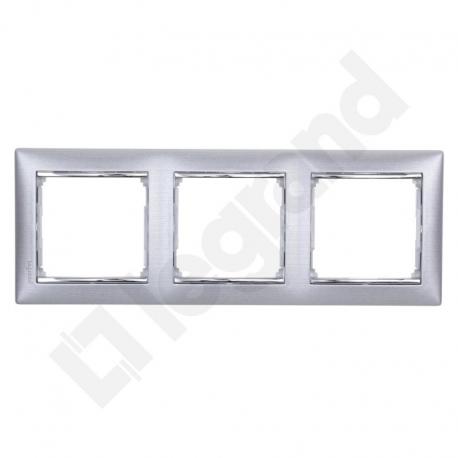 Valena - Ramka potrójna ALUMINIUM SZCZOTKOWANE