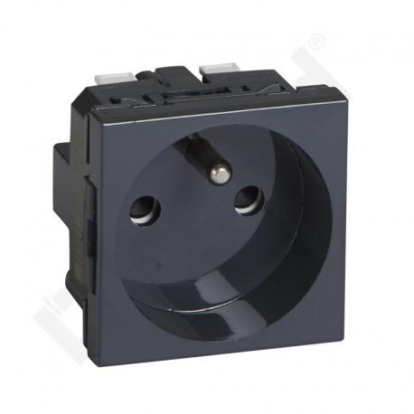 Mosaic - Gniazdo 2P+Z 16 A - 250 V~ - zaciski automatyczne - 2 Modułowe - ANTRACYT