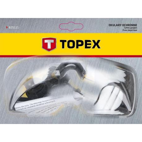 TOPEX Okulary ochronne, białe, regulowane zauszniki