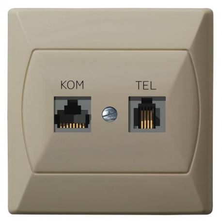 AKCENT Beżowy, Gniazdo komputerowo-telefoniczne RJ45 kat. 5e + RJ11 (4-stykowe) (GPKT-A/F/01) Ospel