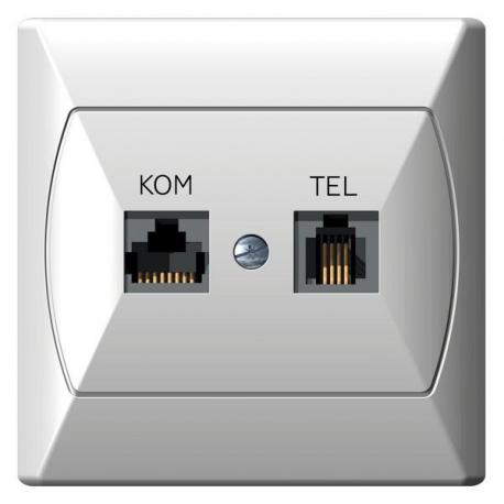 AKCENT Biały, Gniazdo komputerowo-telefoniczne RJ45 kat. 5e + RJ11 (6-stykowe) (GPKT-A/K/00) Ospel