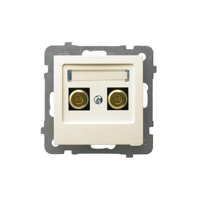 AS Ecru, Gniazdo głośnikowe 1-krotne, zaciski 6mm2 (GGN-1G/m/27) Ospel