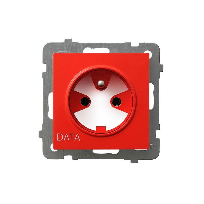 AS Biały, Gniazdo 1-krotne Z/U, DATA, z kluczem uprawniającym (GP-1GZK/m/00) Ospel