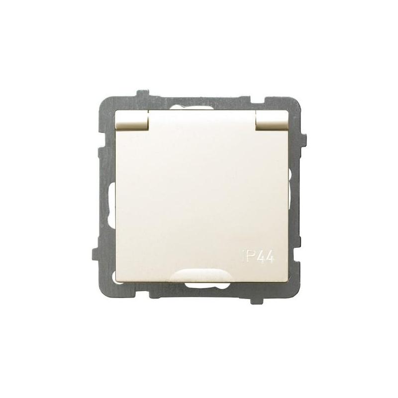 AS Ecru, Gniazdo 1-krotne Z/U, IP44 wieczko w kolorze wyrobu (GPH-1GZ/m/27/w) Ospel