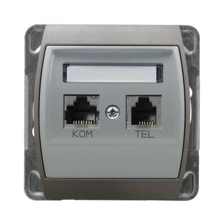 GAZELA Gniazdo komputerowo-telefoniczne, kat. 6 MMC GPKT-J/K6/m/18/23 SREBRO/TYTAN